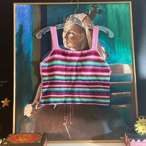 Vibrant Striped Knit Tank Top Medium